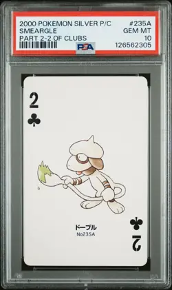 PSA 10 - Smeargle 2 of Clubs Pokemon Silver Part 2 Poker Playing Card 2000 POP 3 - Image 1