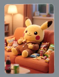 Pokemon Fanart PIKACHU WITH THE MUNCHIES Card by SPACED_OUT - Image 1