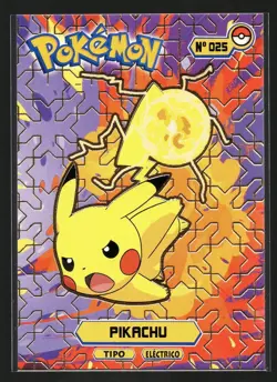 PIKACHU #025 Card Tops Pokedex Database - Pokemon *GOLD HOLO FOIL DESIGN* - Image 1