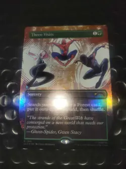 Spider-Man Secret Lair MTG Heroic Deeds Foil Three Visits - Image 1