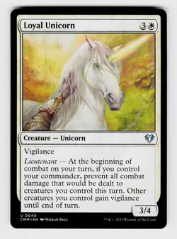 MTG, Commander Masters, Loyal Unicorn, Normal, No.40, U Creature - Unicorn - Image 1