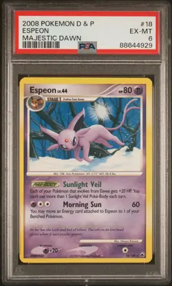 Espeon #18 Rare- Pokemon 2008 English Majestic Dawn - PSA 6 EX-MT - Image 1