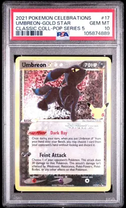 Pokemon Umbreon Gold Star Classic Collection Celebrations 17/17 PSA 10 GEM MINT - Image 1