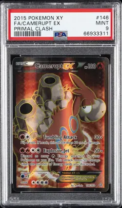 2015 POKEMON XY PRIMAL CLASH #146 FULL ART/CAMERUPT EX PSA 9 - Image 1