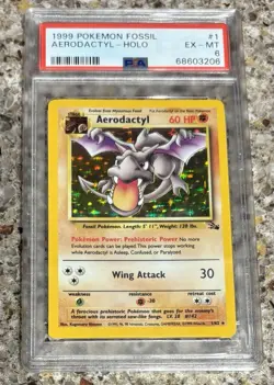 1999 POKEMON FOSSIL #1 AERODACTYL-HOLO PSA 6 - Image 1