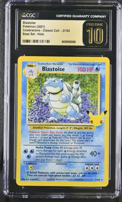 CGC 10 Pristine - Blastoise 2/102 - Celebrations Classic Collection Pokemon TCG - Image 1
