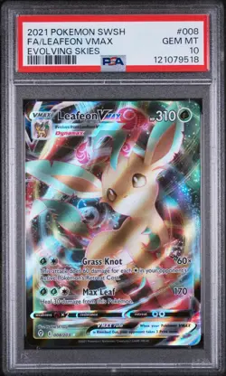 PSA 10 - Leafeon VMAX 008/072 Ultra Rare - Evolving Skies Pokemon Sword & Shield - Image 1
