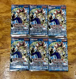 Yu-Gi-Oh! LOB Blue Eyes White Dragon 2014 Unsearched Sealed Booster Pack Lot (6) - Image 1
