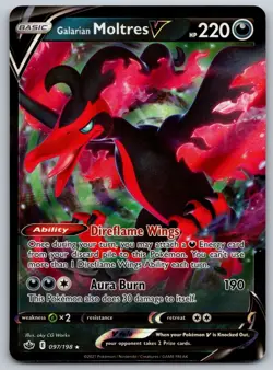 Galarian Moltres V 097/198 SWSH06: Chilling Reign NM Pokemon Card TCG - Image 1