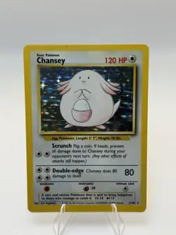 Pokemon TCG Chansey Base Set Holo Unlimited Rare Card 3/102 LP Condition - Image 2