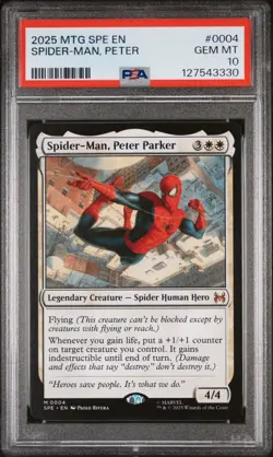 2025 MTG MARVEL'S SPIDER-MAN ETERNAL #0004 SPIDER-MAN, PETER PARKER PSA 10 GEM - Image 1