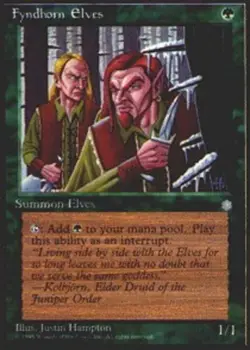 MTG Fyndhorn Elves, Ice Age, Heavily Played, English - Image 1