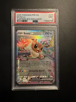 Pokemon Prismatic Evolution Eevee Ex Surprise Box PSA 9 - Image 1
