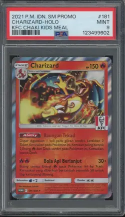 2021 Pokemon Indonesian SM Promo KFC Chaki Kids Meal Holo Charizard Mint PSA 9 - Image 1