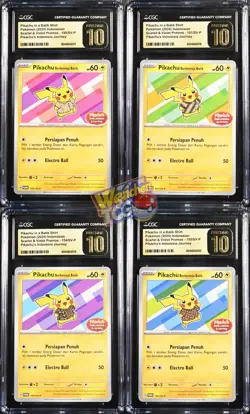 CGC 10 Consec.Nos Pikachu in a Batik Shirt 101 154 155 190/SV-P Promos Pokemon - Image 1