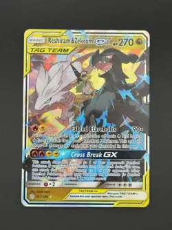 Pokemon Tag Team Reshiram Zekrom GX Full Art Holo Card 157/236 Sm-Cosmic Eclipse - Image 2