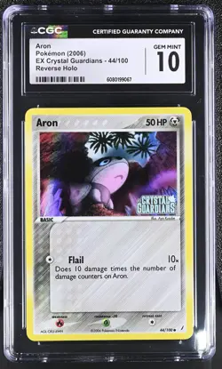 CGC 10 GEM MINT Aron 2006 EX Crystal Guardians 44/100 Reverse Holo Pokemon Card - Image 1