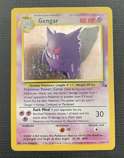 Gengar #5/62 Holo Rare Fossil Pokemon Card 1999 Vintage English Unlimited Spooky - Image 1