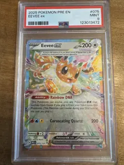 2025 POKEMON EEVEE EX PRE EN-PRISMATIC EVOLUTIONS 075/131 PSA 9 - Image 1