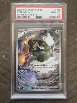 2025 Pokemon SVP EN Tornadus #210 Promo White Flare ETB PSA 10 - Image 1
