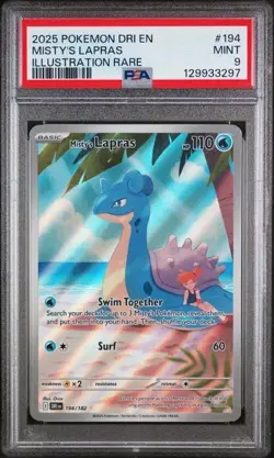 2025 Pokemon DRI EN - Misty's Lapras 194/182 - Illustration Rare - PSA 9 - Image 1