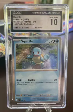 🌀 Squirtle #048 Promo Pokemon 151 Poster Collection CGC Gem Mint 10 Swirl 🌀 - Image 1