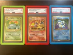 Pokemon Japanese Charizard PSA 7 Blastoise PSA 8 Venusaur PSA 7 NM 1996 Trio Set - Image 1