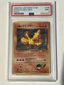 Rocket's Moltres Pokemon 1998 Holo Gym Heroes Japanese 146 PSA MINT 9 - Image 1