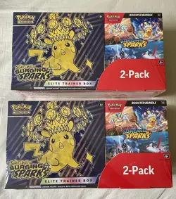 Pokemon Surging Sparks ETB/Booster Bundle Costco 2-Pack (Lot of 2) (Slight Tear) - Image 1