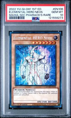 Yu-Gi-Oh! Elemental HERO Neos MAMA-EN106 Secret Pharaohs Rare PSA 10 - Image 1