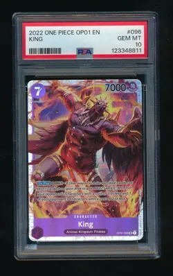 PSA 10 KING 2022 ONE PIECE CARD GAME ROMANCE DAWN #OP01096 SR - Image 1