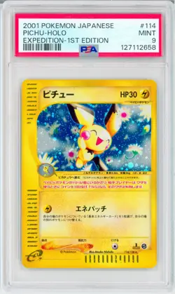 PSA 9 Mint Japanese Pichu Holo Expedition Base Set Pokemon Card 114/128 - Image 1