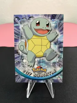 SQUIRTLE #07 - BLACK Back Logo - SERIES 1 - TOPPS POKEMON CARD - Image 1