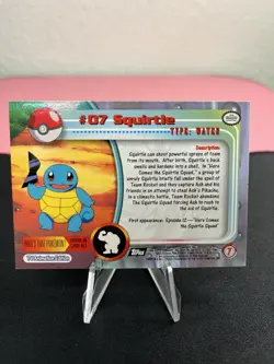 SQUIRTLE #07 - BLACK Back Logo - SERIES 1 - TOPPS POKEMON CARD - Image 3
