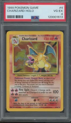 1999 Pokemon Game Holo #4 Charizard PSA 4 - Image 1