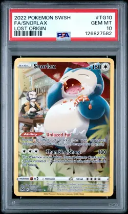 PSA 10!!! GEM MINT SNORLAX FULL ART TG10/TG30 LOST ORIGIN 2022 POKEMON - Image 1