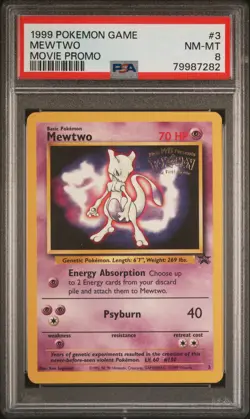 1999 Pokemon Game Movie #3 Mewtwo Movie Promo PSA 8 - Image 1