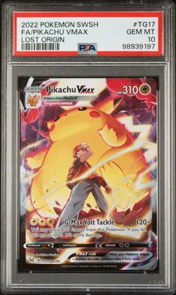 2022 Pokemon Sword & Shield Full Art Pikachu Vmax Lost Origin PSA 10 - Image 1