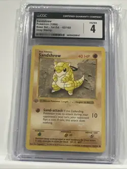 Sandshrew 1999 Pokemon Base Set First Edition (1st) 62/102 CGC 4 - Image 1