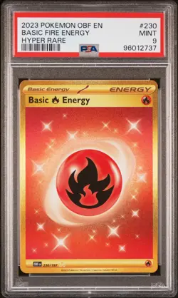 2023 POKEMON OBF EN-OBSIDIAN FLAMES HYPER RARE #230 BASIC FIRE ENERGY PSA 9 - Image 1