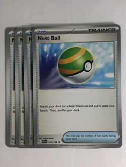 Pokemon TCG Scarlet & Violet 4x Playset Nest Ball 181/198 Near Mint - Image 1