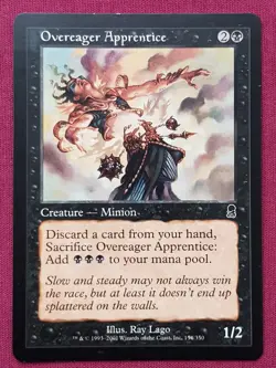 Magic The Gathering ODYSSEY OVEREAGER APPRENTICE black card MTG - Image 1