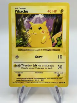 Pikachu (Red Cheeks) 058/102 Base Set SHADOWLESS Pokemon Card - Image 1