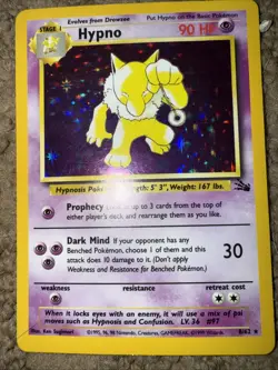 Hypno 8/62 Fossil Unlimited Holo Rare Pokemon Card LP - Image 2