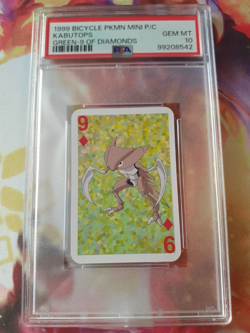 1999 Pokemon Kabutops 9 of Diamonds Bicycle Mini Playing Card PSA 10 Gem Mint - Image 1