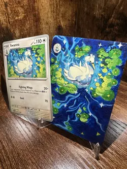 Customized Pokemon Art Card - 1/1 original hand painted Acrylic Paint Swanna - Image 3