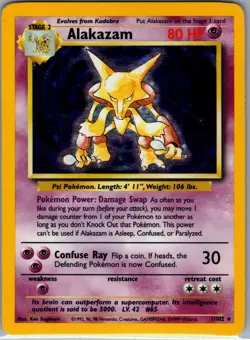 Alakazam 1/102 Holo - WOTC Base Set - Pokemon Card - MP - Image 1