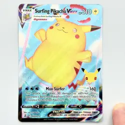 Pokemon TCG Surfing Pikachu VMAX 9/25 Celebrations Ultra Rare NM Full Art Holo - Image 1
