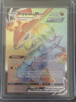 Pokemon TCG Evolving Skies Rayquaza VMAX Rainbow Secret Rare NM Condition - Image 1