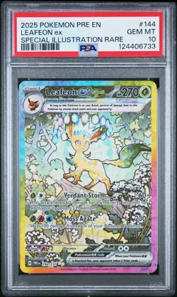 2025 POKEMON PRE EN-PRISMATIC EVOLUTIONS #144 LEAFEON EX PSA 10 - Image 1